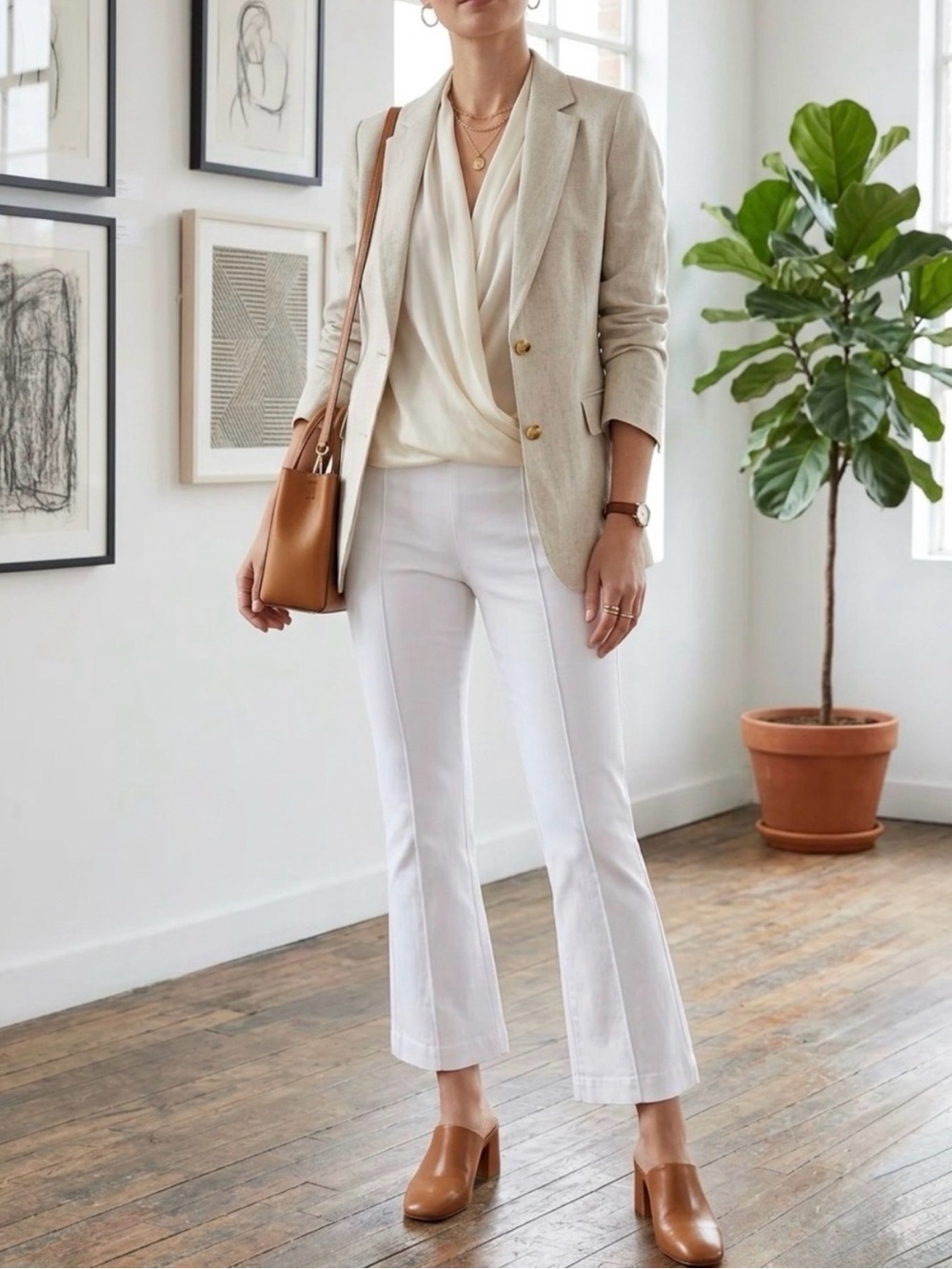 Bright White Cropped Front Seam Stretch Dress Pants, Canadian-Made - Picture 10 of 10